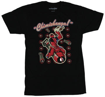 Deadpool (Marvel Comics) Mens T-Shirt - Chimichanga Riding Bomb Down Image