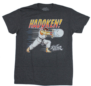 Street Fighter Mens T-Shirt - Ryu throwing Hadoken! 16 Bit Image