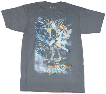 Star Wars  Mens T-Shirt - Luke And Leia Distressed Swinging Movie Poster Image