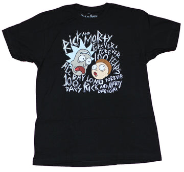 Rick & Morty Mens T-Shirt - Head 100 Days 100 Years Forever Image Scratchy