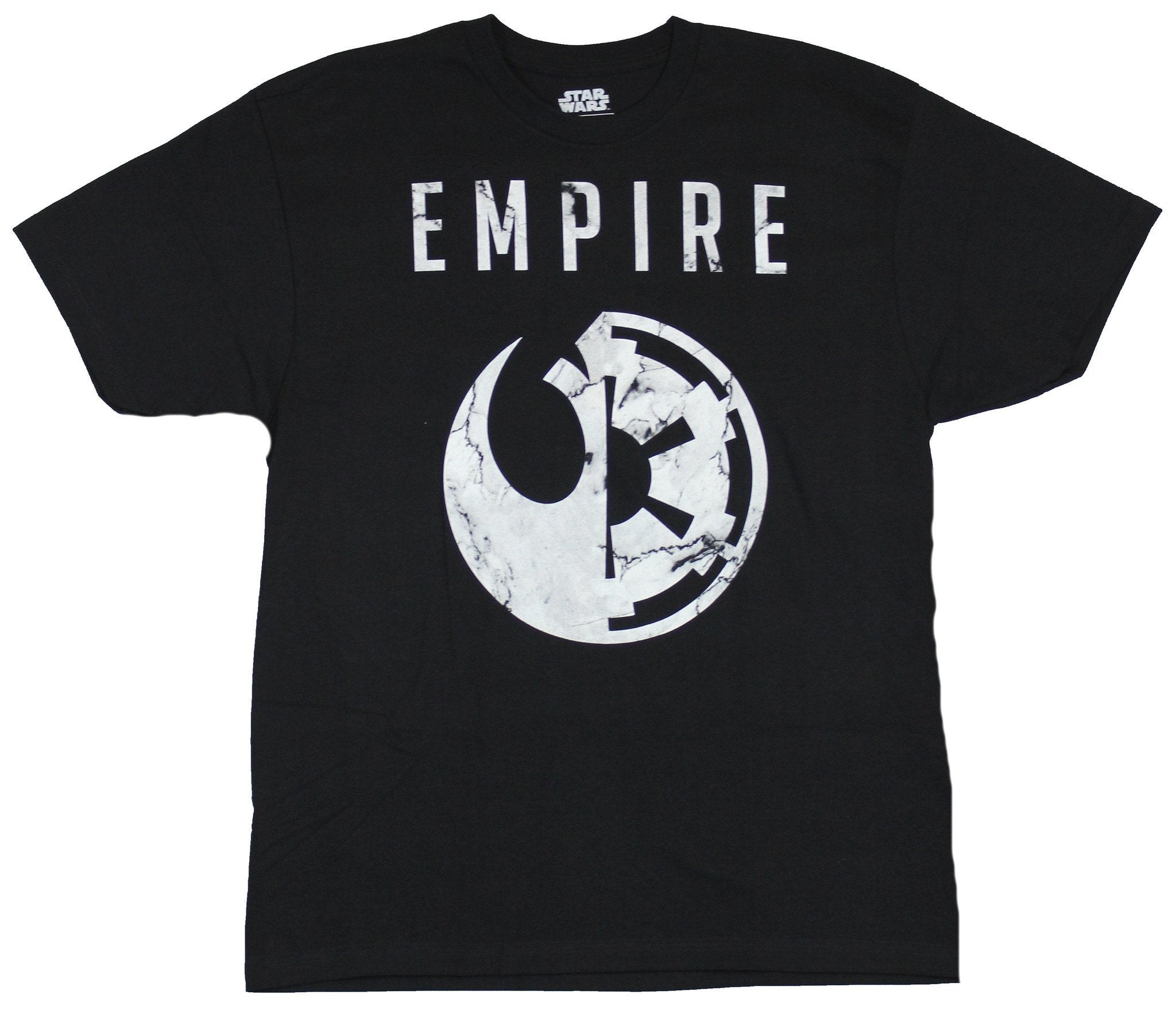 Star Wars Mens T-Shirt - Empire Logo of Rebel Alliance and Empire Halved