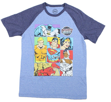 Justice League Mens T-Shirt - Classic Comic Heores Boxed Images