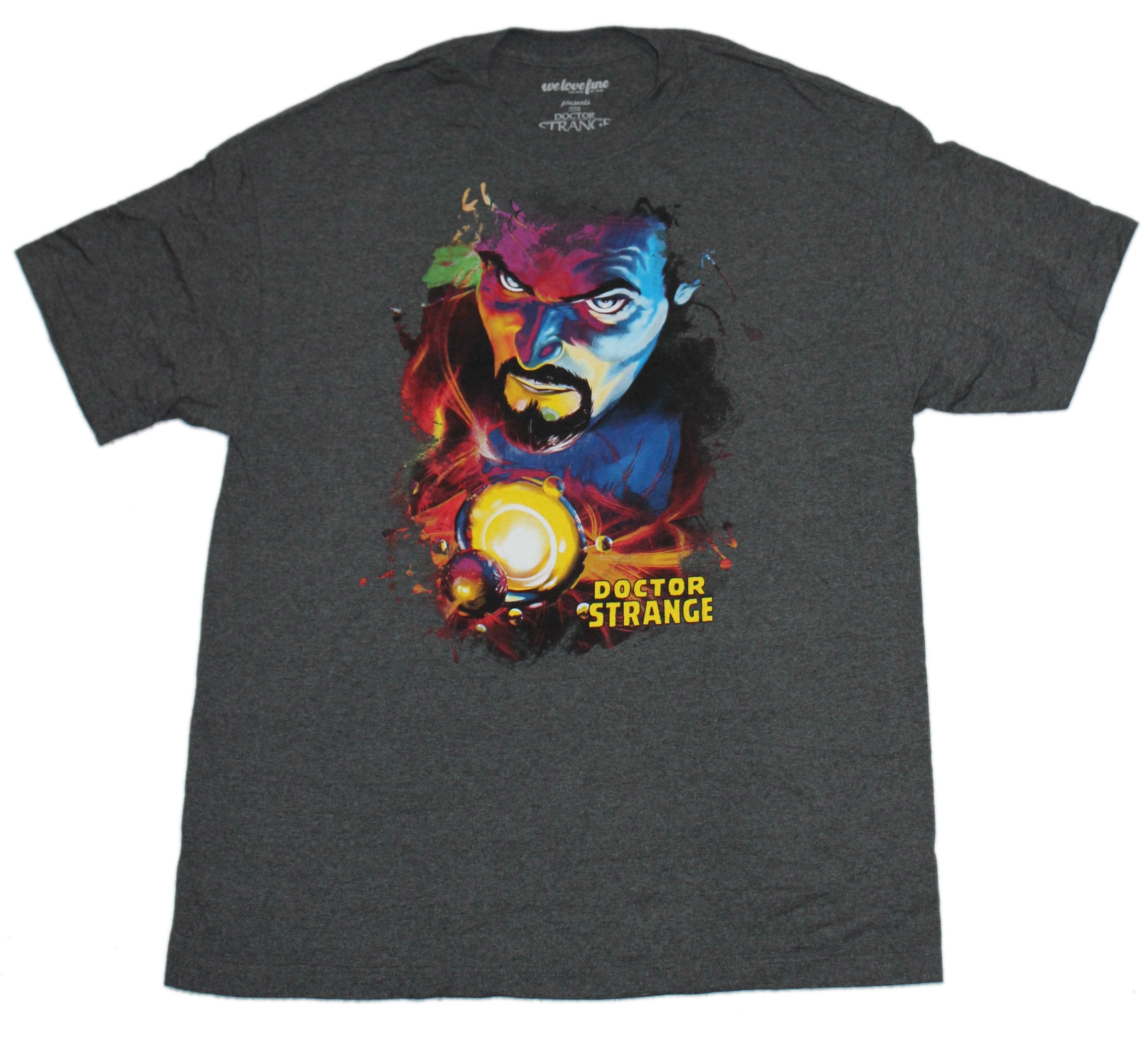 Doctor Strange Mens T-Shirt - Colorful Serious Image over Glowing Light