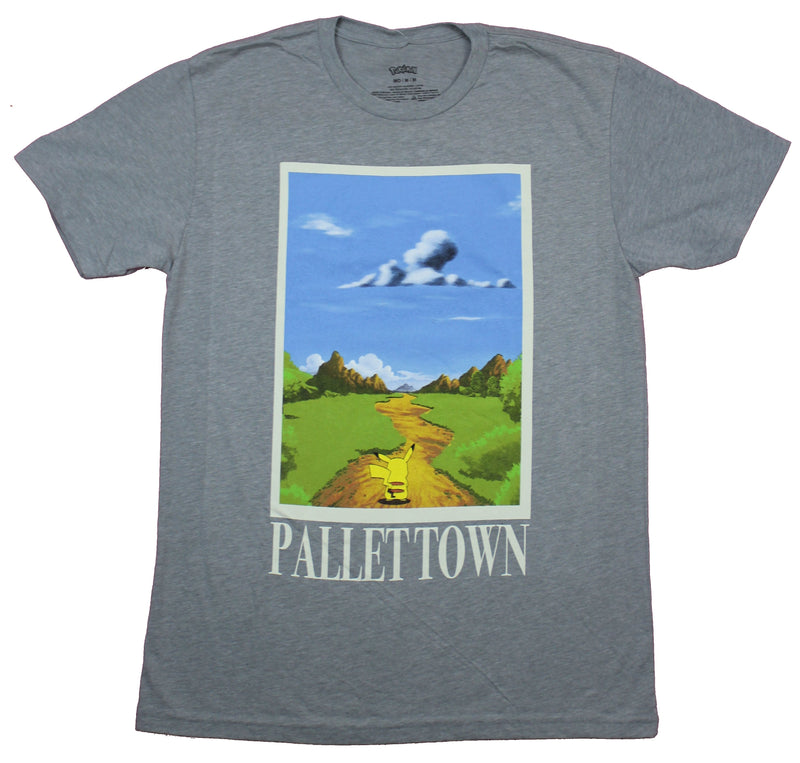 Pokemon  Mens T-Shirt  - Pallet Town Pikachu Walking Away Path