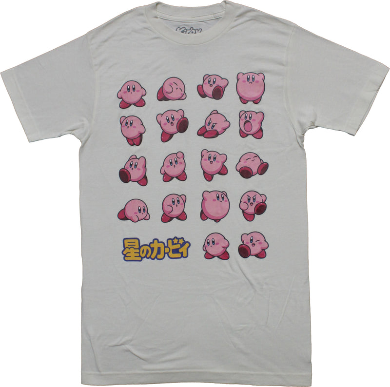 Kirby Mens T-Shirt - Just Kirby Motions Lineup With Kanji - Inmyparentsbasement.com