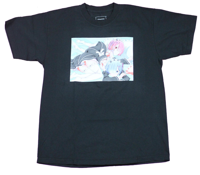 RE Zero Mens T-Shirt  - Rem & Ram Provocative Front Logo Back - Inmyparentsbasement.com