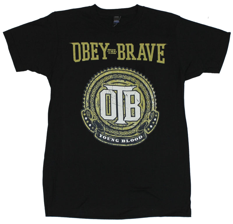 Obey the Brave Mens T-Shirt - "Young Blood" Distessed OTB Logo Image - Inmyparentsbasement.com