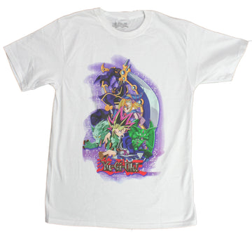 Yu-Gi-Oh Mens T-Shirt - Group Of Five On Purple Cloud