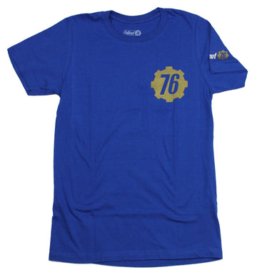 Fallout Bethesda Mens  T-Shirt - Fallout 76 Sprocket Logo Front & Back