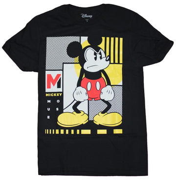 Mickey Mouse Mens T-Shirt - Standing Mad Over Yellow White Boxes