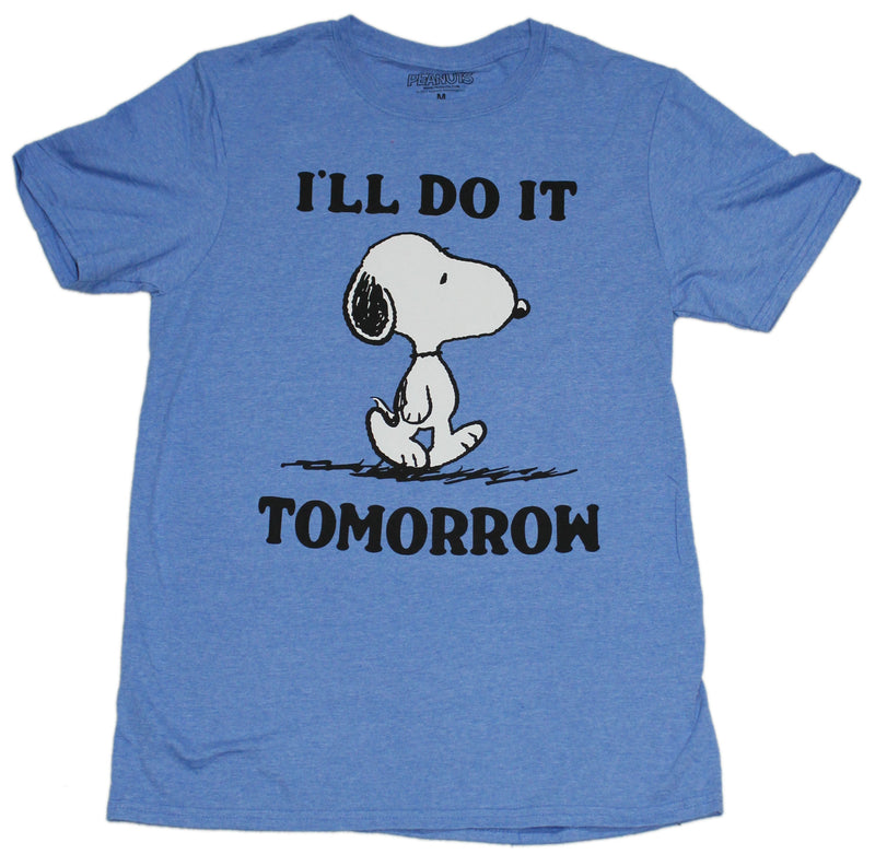 Peanuts Mens T-Shirt - Snoopy I'll Do It Tomorrow Image - Inmyparentsbasement.com