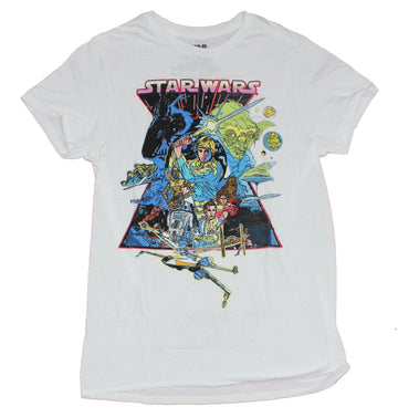 Star Wars Mens T-Shirt - Comic Styled Character Collage Image