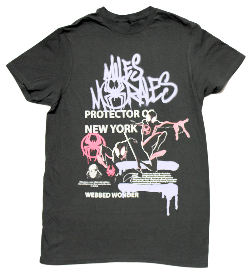 Spider-Man Mens T-Shirt - Graffiti Miles Morales Protector of New York