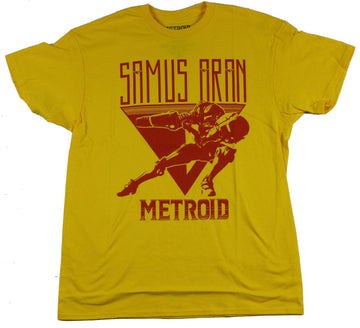Metroid (Nintendo) Mens T-Shirt - Samus Aran Red Triangle Shooting Logo