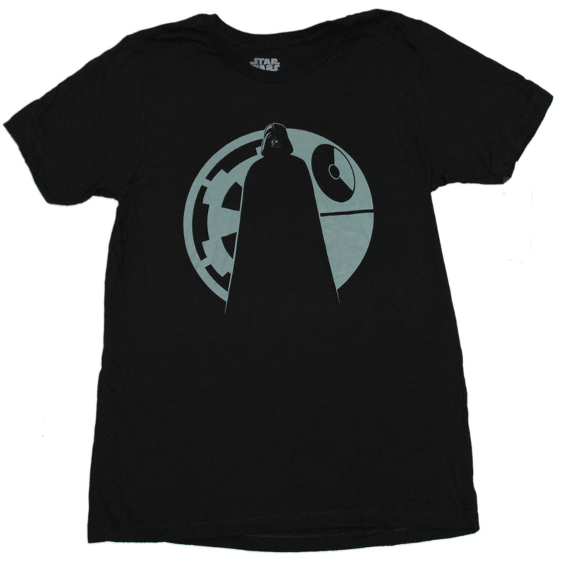 Star Wars Mens T-Shirt - Darth Vader Standing In Imperial Death Star Symbol