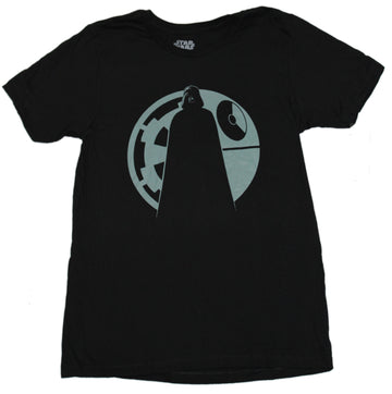 Star Wars Mens T-Shirt - Darth Vader Standing In Imperial Death Star Symbol