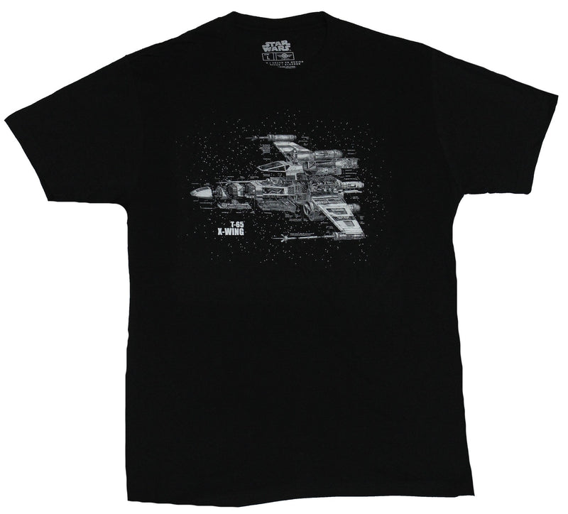 Star Wars Mens T-shirt - X-Wing T-65  Blown out Schematics Image - Inmyparentsbasement.com