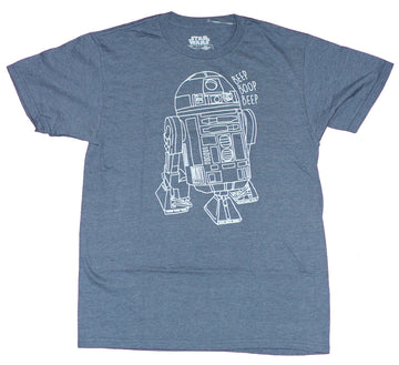 Star Wars  Mens T-Shirt - R2-D2 Beep Boop Line Drawing Image
