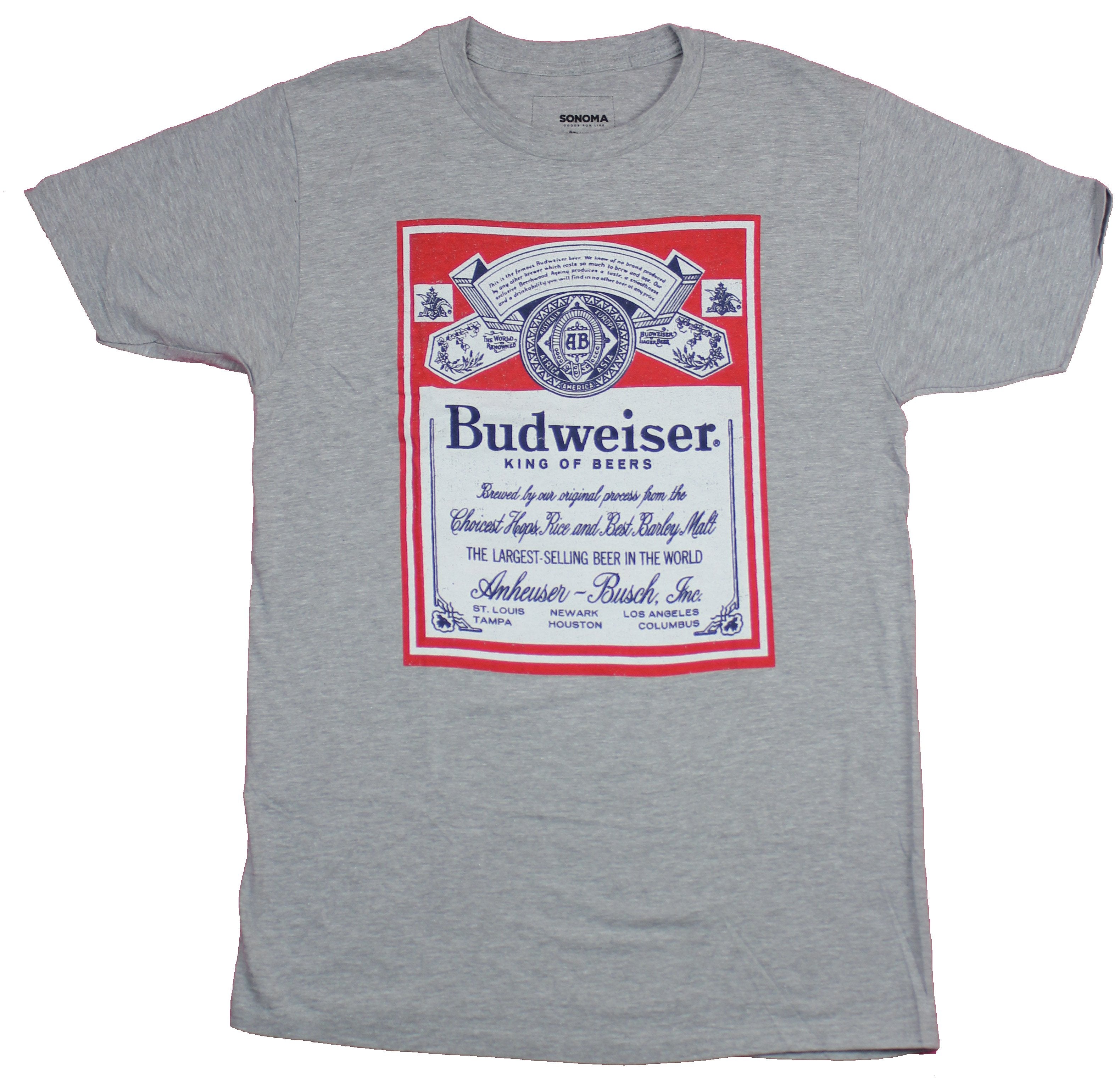Budweiser Mens T-Shirt  - Classic Red White Blue Label Image