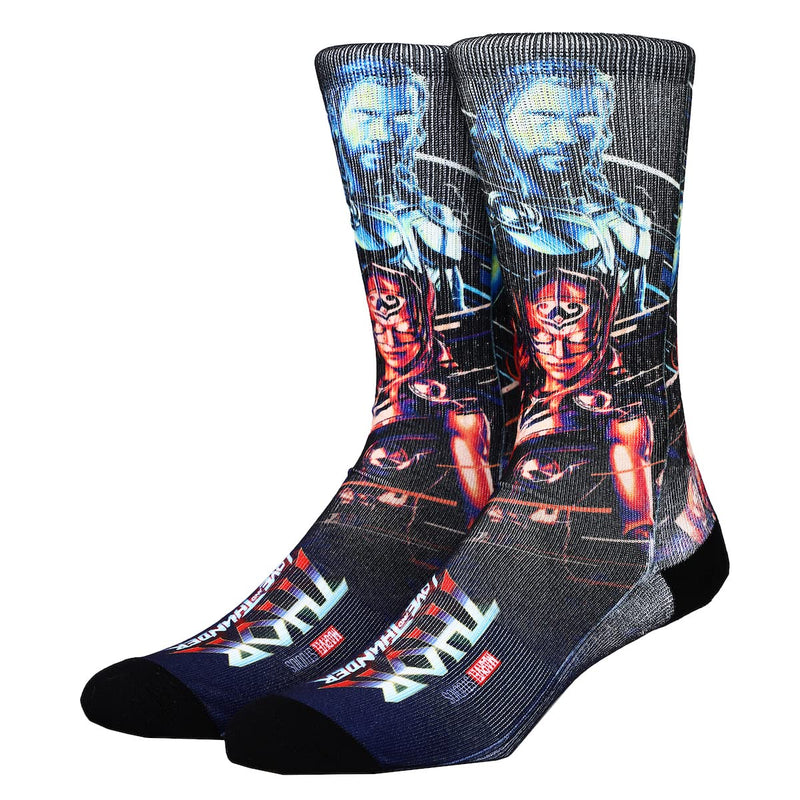 Bioworld Thor Love And Thunder Character Poster Athletic Crew Socks for Men