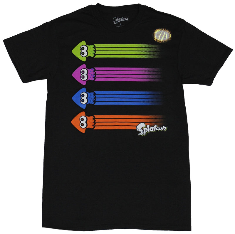 Splatoon Mens T-Shirt  - Four Colored Squid Racing Line Image