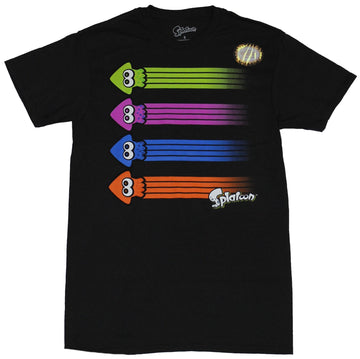 Splatoon Mens T-Shirt  - Four Colored Squid Racing Line Image