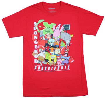 Spongebob Squarepants Youth T-Shirt  - Giant Cast Character Pile Up