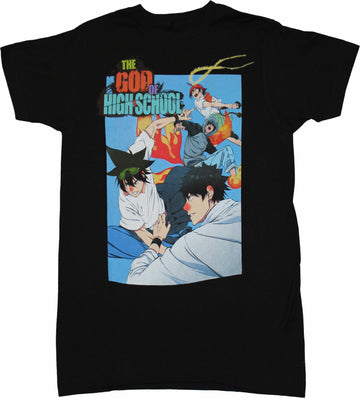 God of High School Mens T-Shirt - Attacking Group Image
