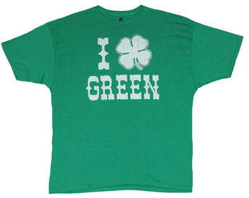 St. Patricks Day Mens T-Shirt  - I (Clover) Green on Green