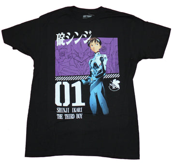 Evangelion Mens T-Shirt - Evangelion 01 Shinji Ikari The Third Boy NERV Stands