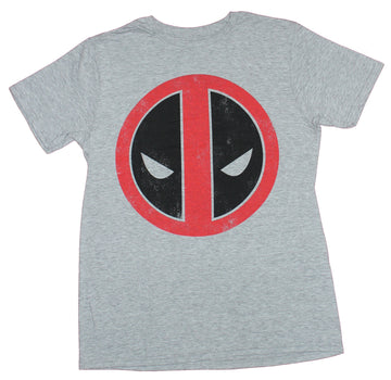 Deadpool Mens T-Shirt - Classic Face Logo Two Color Distressed