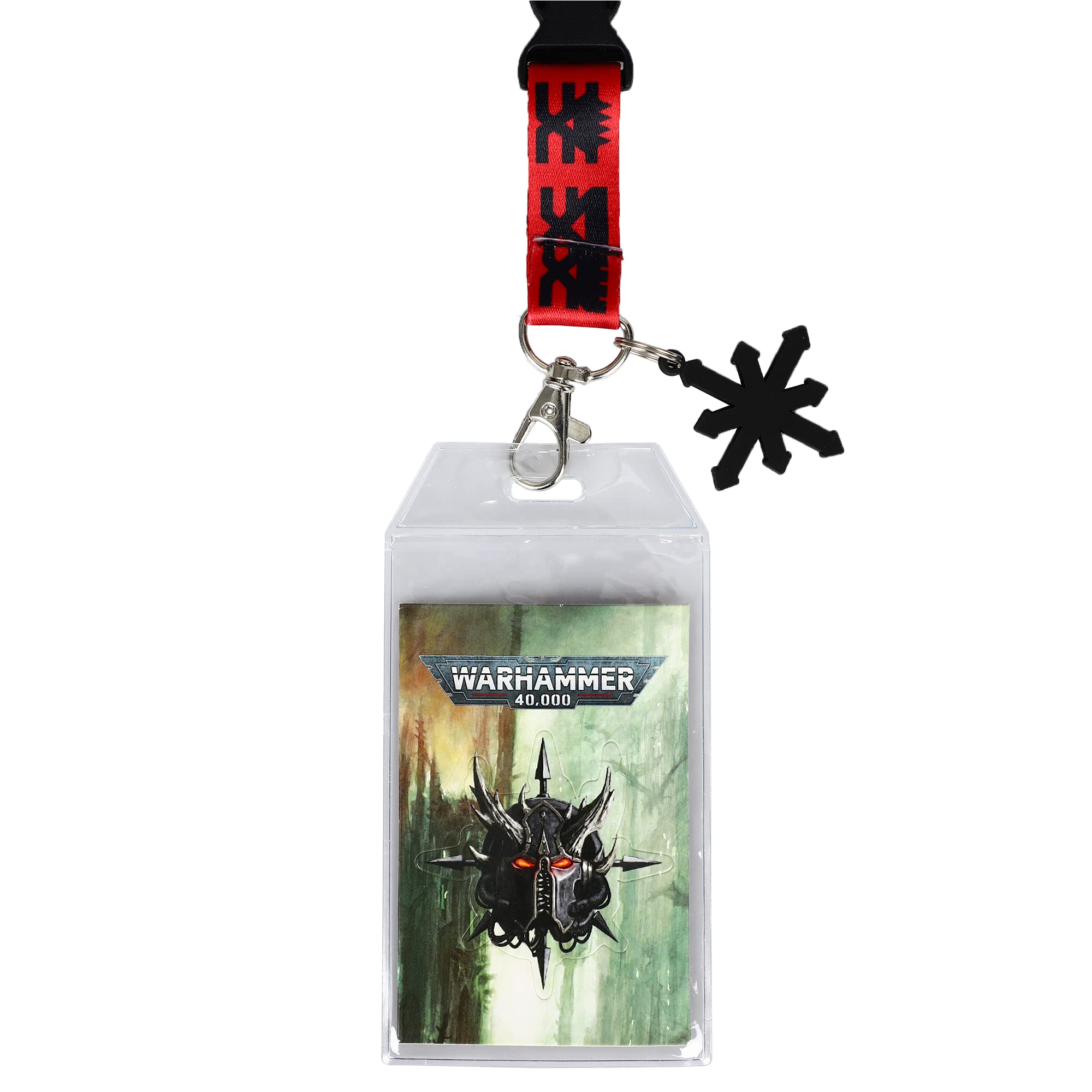 Warhammer 40,000 40K Chaos Space Marines Lanyard  with Clear ID Sleeve and Keychain Charm