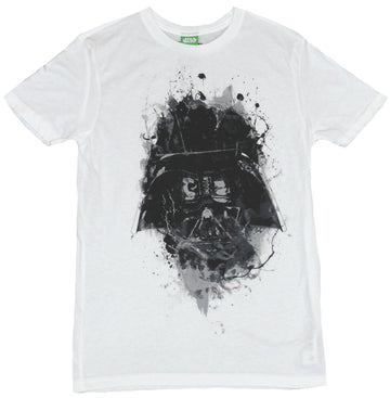 Star Wars Mens T-Shirt - Black Gray Splattered Darth Vader Helmet Image