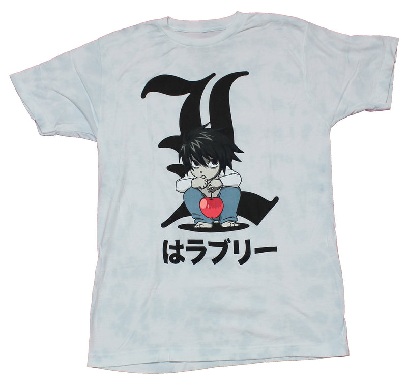 Death Note Mens T-Shirt - Chibi Style L Image With apple