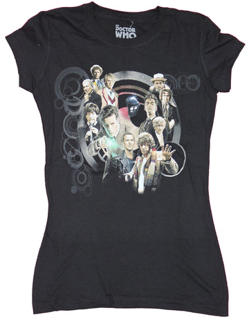 Doctor Who Girls Juniors T-Shirt  - All The Doctors Through Time