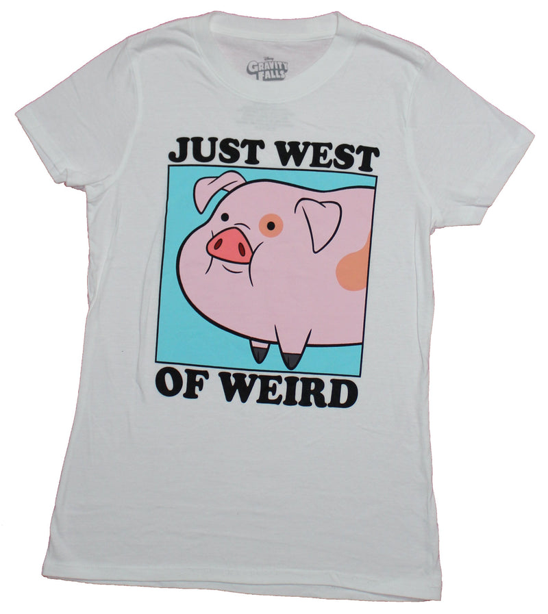 Gravity Falls Girls Juniors T-Shirt - Just West of Weird Pig Image