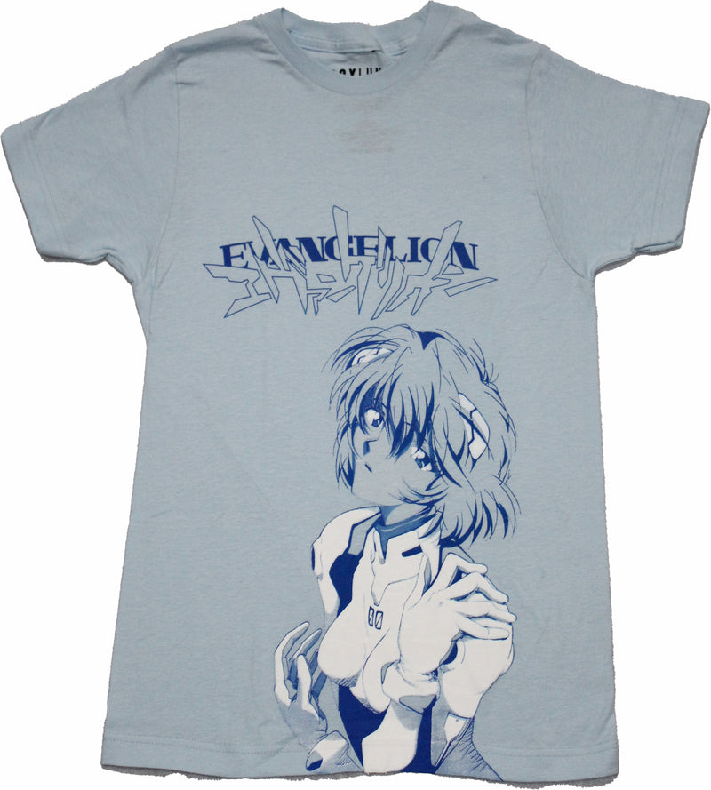 Evangelion Mens T-Shirt - Rei Side Pic and Logo