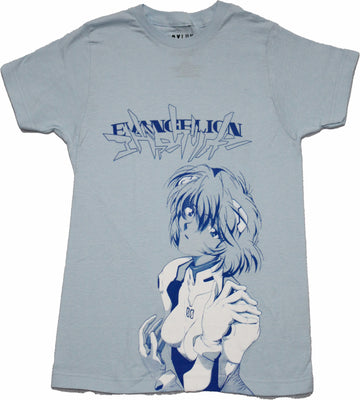 Evangelion Mens T-Shirt - Rei Side Pic and Logo
