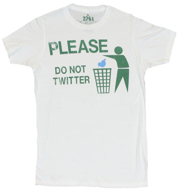 Twitter Mens T-Shirt  - "Please Don't Twitter" Wastebasket Stick Guy  Image