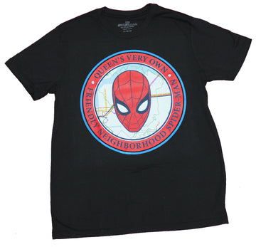 Spider-man Mens T-Shirt  - Queen's Very Own Mask Over Map Image