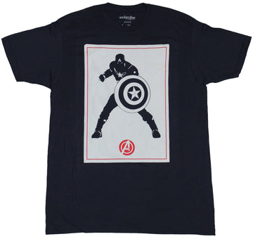 Captain America (Marvel Comics) Mens T-Shirt - White Card Silhouette