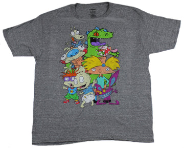 Nick Toons (Nickelodeon) Mens T-Shirt - Giant 90s Cartoon Cast