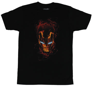 Iron Man (Marvel Comics) Mens T-Shirt -  Serious Flaming  Helmet