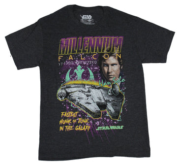 Star Wars Mens T-Shirt - Millenium Falcon Fastest Hunk of Junk Han Solo Image