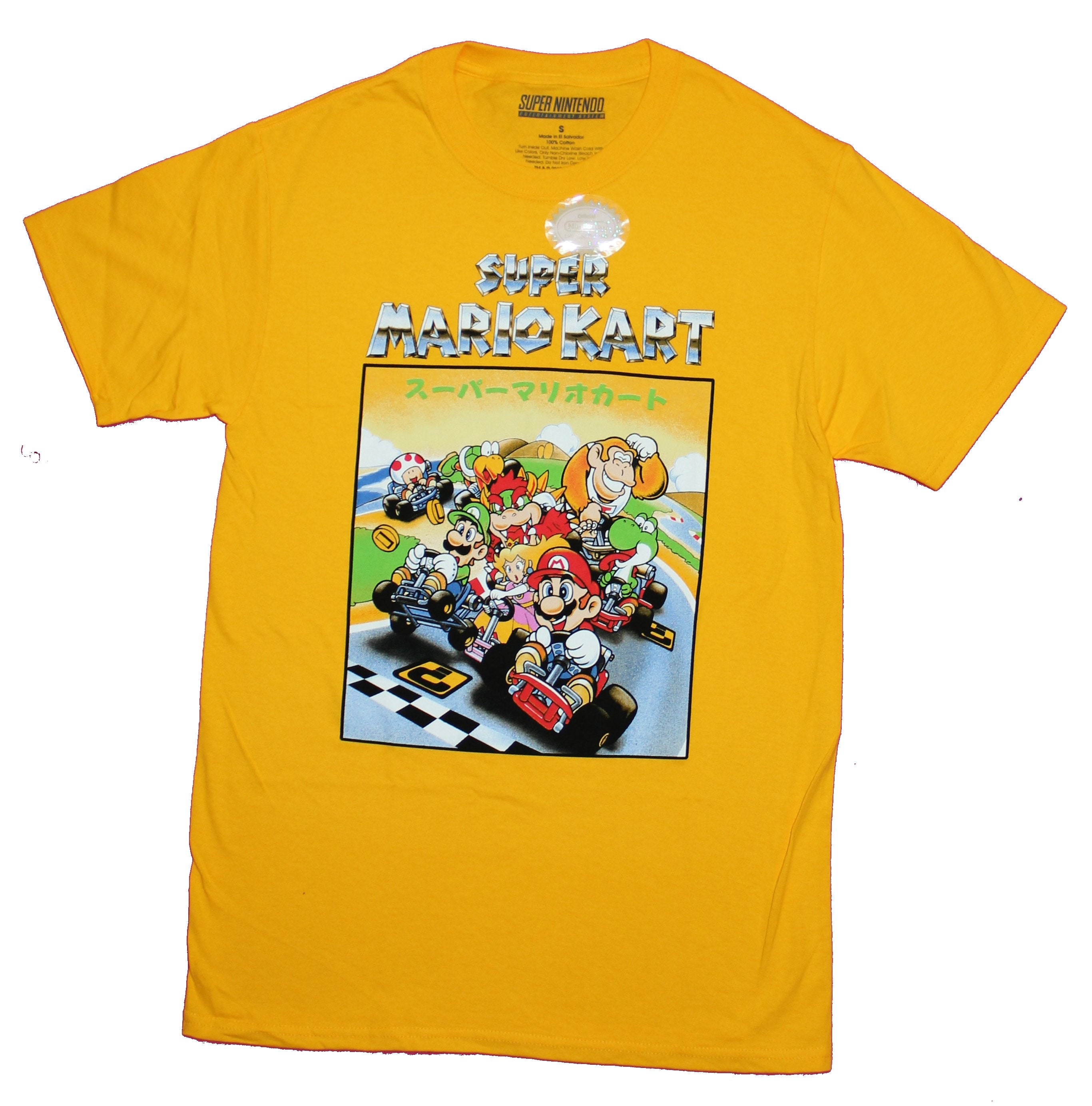 Super Mario Kart Mens T-Shirt - Classic Game Kart Art Box and Logo