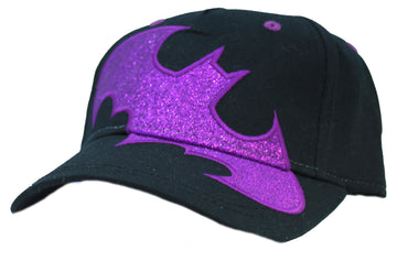 Batman Purple Glitter Curved Bill Adjustable Girls Hat Baseball Cap