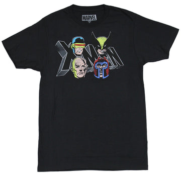 X-Men (Marvel) Mens T-Shirt - Four Classic X Heads Among Logo