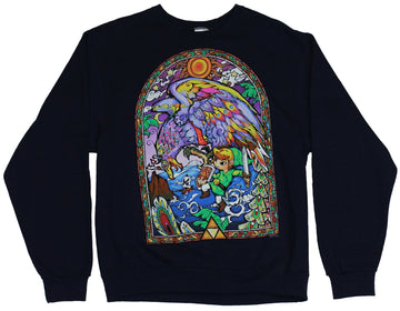 Legend of Zelda Crewneck Sweatshirt - stain glass Bird Battle Image