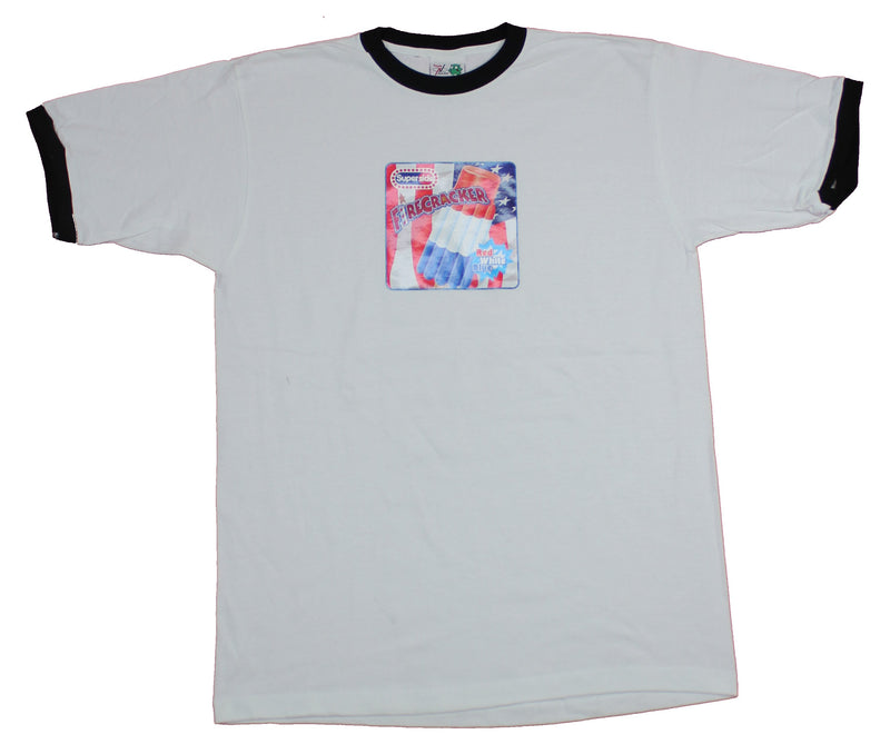 Supersicle Firecracker Mens T-Shirt  - Classic Red White And Blue Ad Image