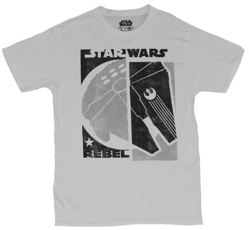 Star Wars Mens T-Shirt - Rebel Black and Gray Millennium Falcon Box Image